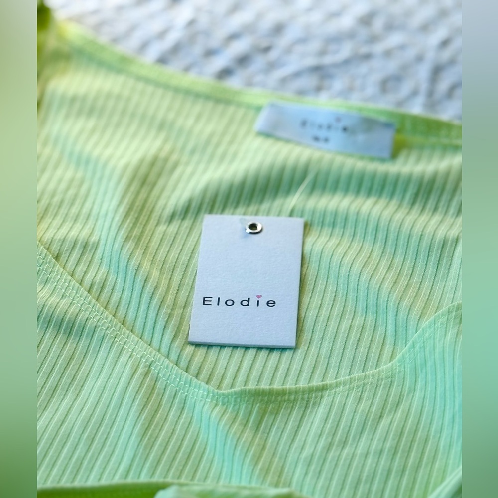 Elodie Light Green Ribbed Top - Picture 5 of 10